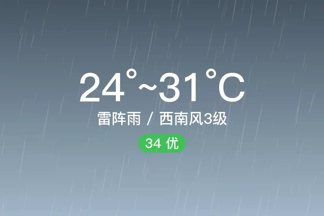 「南京鼓楼」9/12，雷阵雨，24~31℃，西南风3级，空气质量优