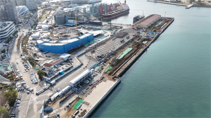 青岛国际邮轮港区二号码头及配套工程16号泊位主体结构完工
