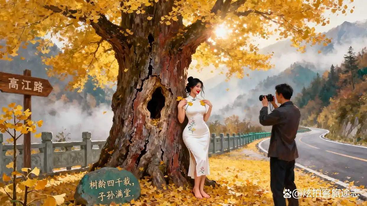 汉中留坝藏着这条古道，银杏叶飘落时像下起黄金雨