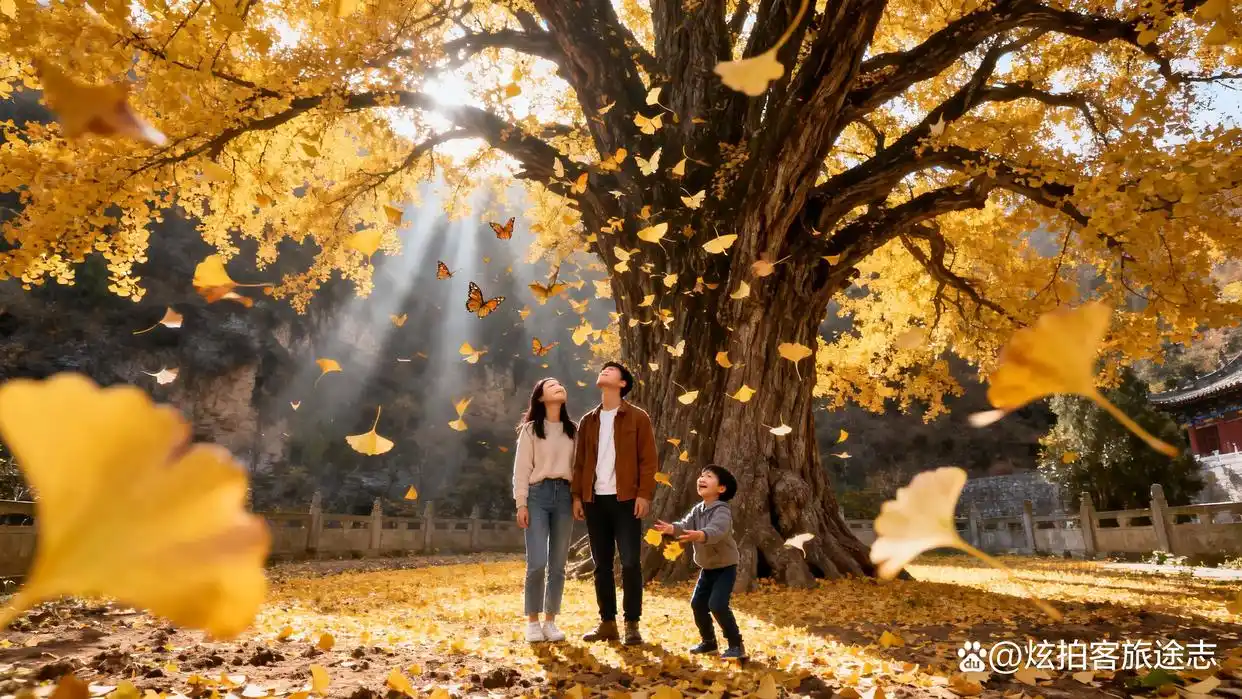 汉中留坝藏着这条古道，银杏叶飘落时像下起黄金雨