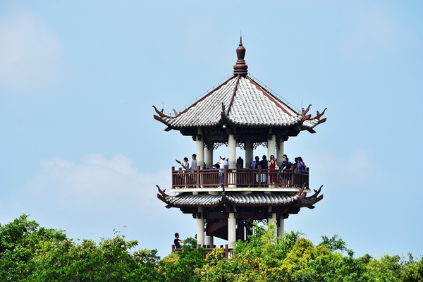 “十一”黄金周首日游客畅游三亚亚龙湾热带天堂森林旅游区