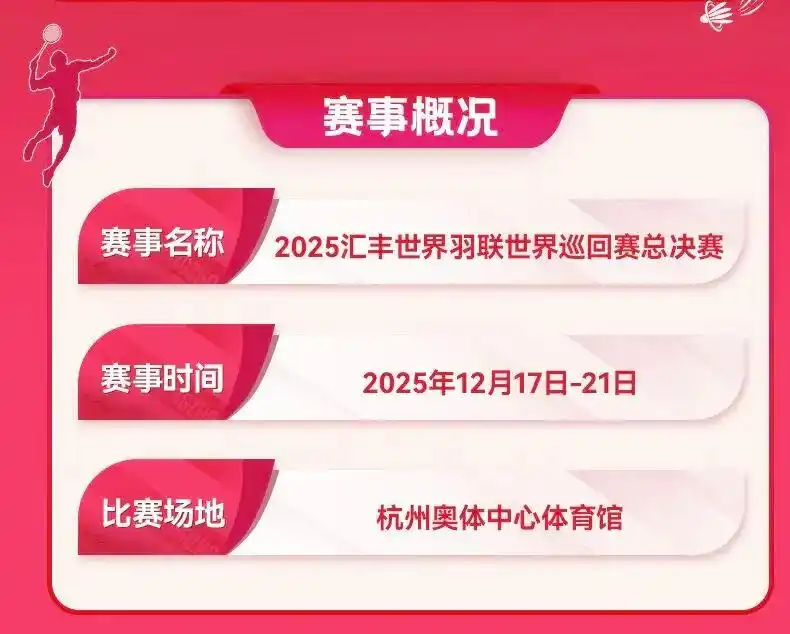 羽缤纷，耀杭城！赢取2025年世界羽联年终总决赛小组赛、半决赛门票