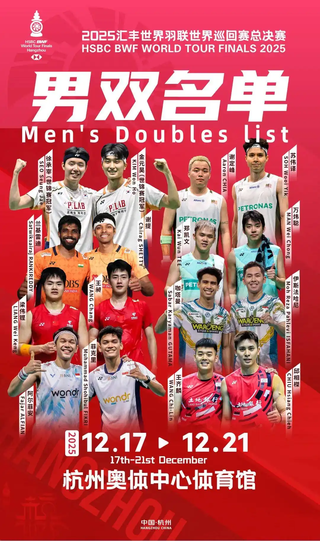 羽缤纷，耀杭城！赢取2025年世界羽联年终总决赛小组赛、半决赛门票