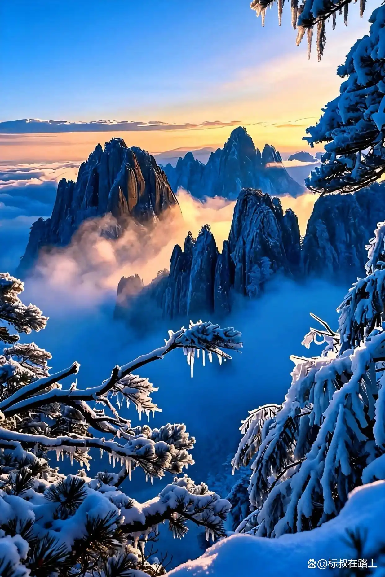 黄山的绝美雾凇、日出和云海！太震撼了！