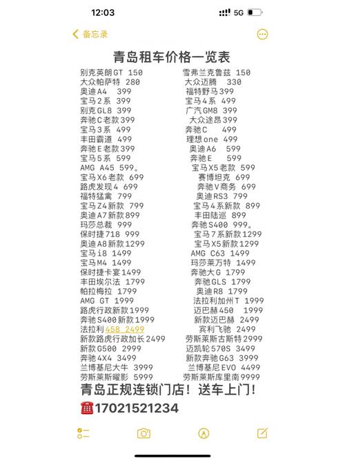 青岛租车一天费用是多少？