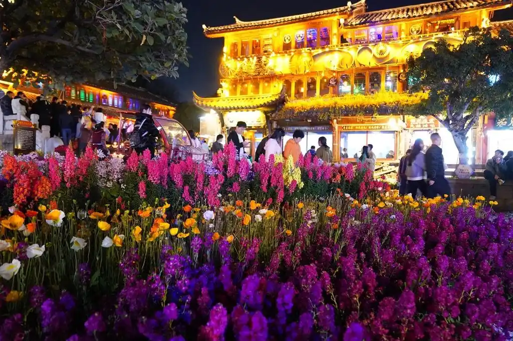 云南丽江：古城璀璨夜景醉游人