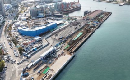 青岛国际邮轮港区二号码头及配套工程16号泊位主体结构完工