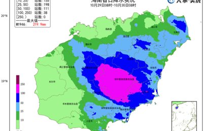 昨天海南岛雨势猛烈局地现大暴雨 今天中东部强降雨持续
