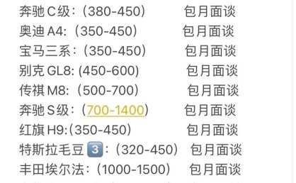 呼和浩特租车一天多少钱？