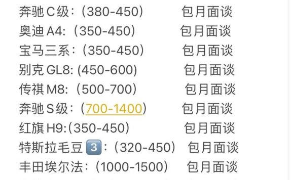 呼和浩特租车一天多少钱？